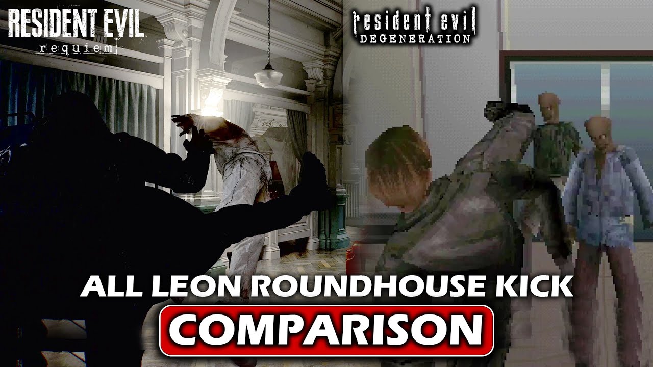 All LEON Roundhouse Kick In RESIDENT EVIL Games & RE REQUIEM Comparison Gameplay (4K 60FPS)