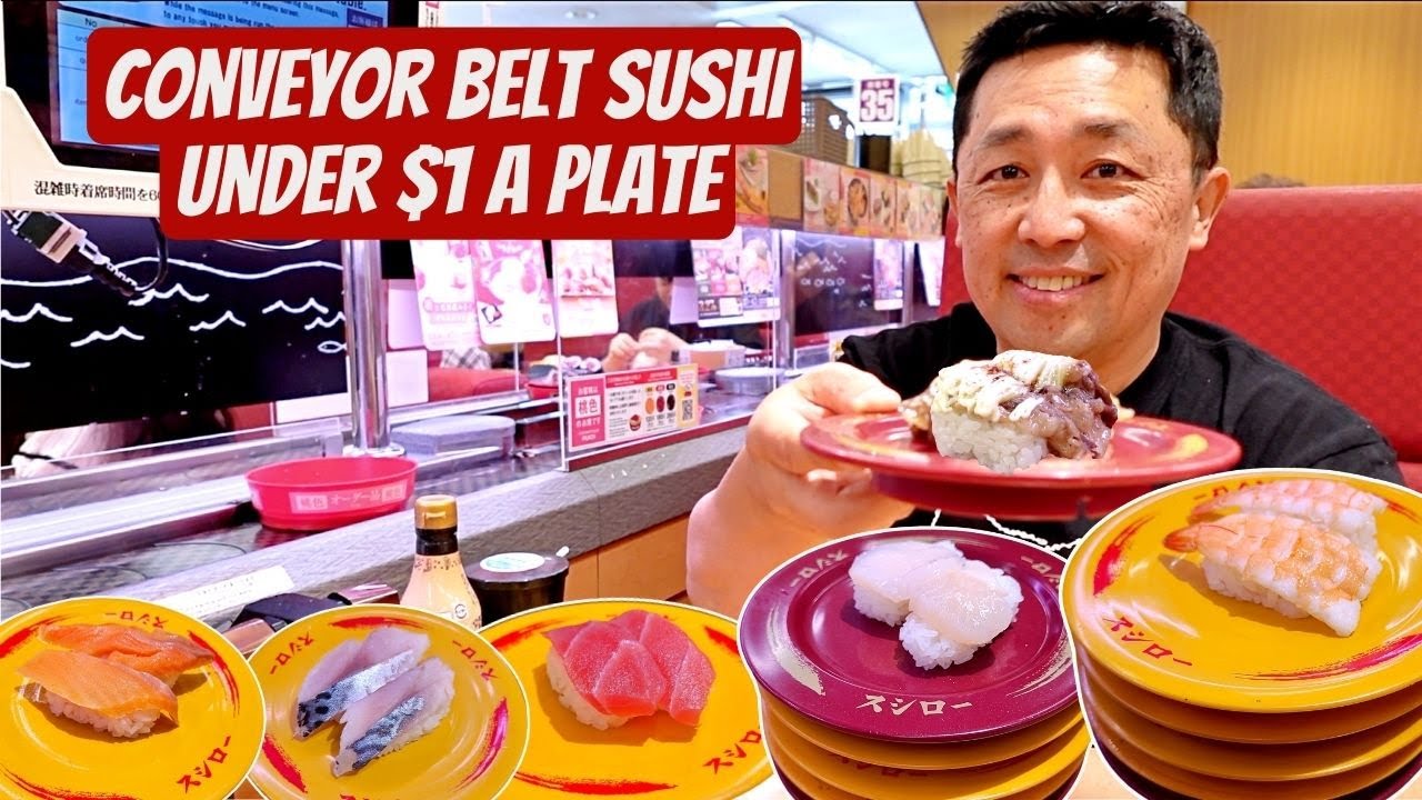 $1 SUSHI! 🍣 The Most Popular Conveyor Belt Sushi in Japan! 🇯🇵SUSHIRO!