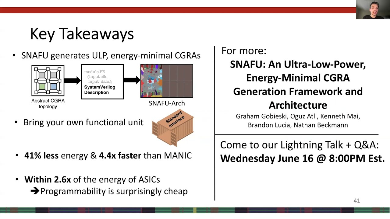 SNAFU: An Ultra-low-power, Energy-Minimal CGRA Generation Framework and Architecture