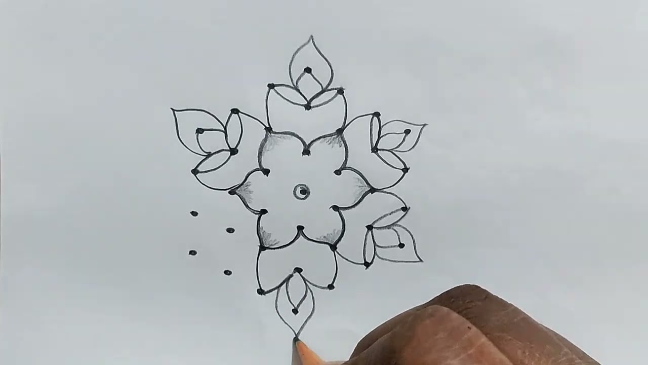 Friday Deepam rangoli 🌻l Muggulu l Rangoli l Daily rangoli l Easy rangoli l Simple Rangoli l Dots