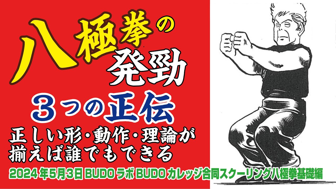 八極拳の発勁 ３つの正伝 正しい形・動作・理論が揃えば誰でもできる 2024年５月３日 BUDOラボBUDOカレッジ合同スクーリング八極拳基礎編