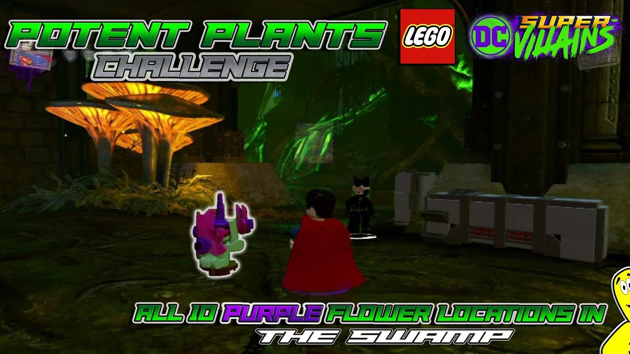 Lego DC Super-Villains: Potent Plants CHALLENGE (All 10 Purple Flower Locations) - HTG
