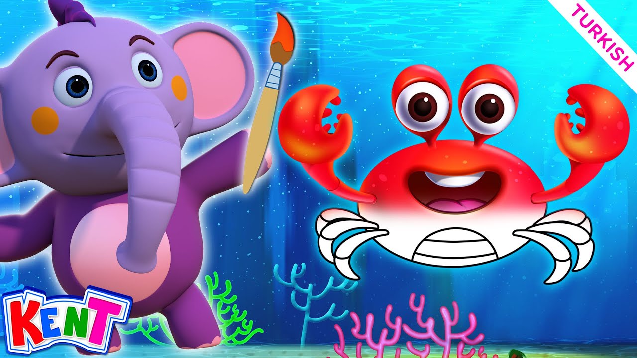 Deniz Hayvanlarını Öğren ve Boya | Çocuklar Için Eğitici Videolar | Kent The Elephant Turkish