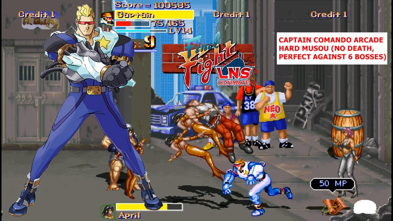 Final Fight LNS Ultimate 0.4 Hard Musou complete play Captain Commando (No Death, perfect 6 bosses)