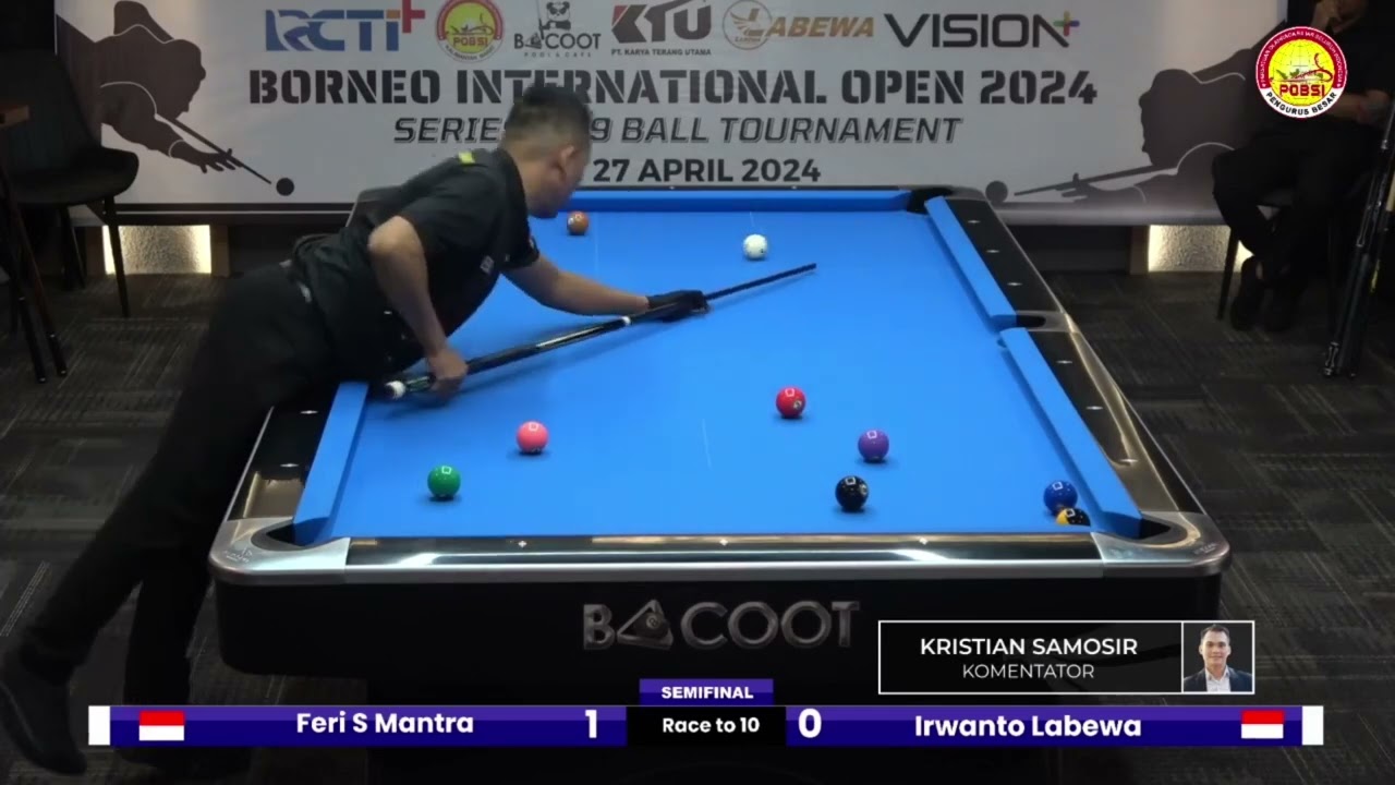 FULL MATCH International Borneo 9 Ball Open Series 2-2024 Semifinal Feri S(INA) VS Irwanto (INA)