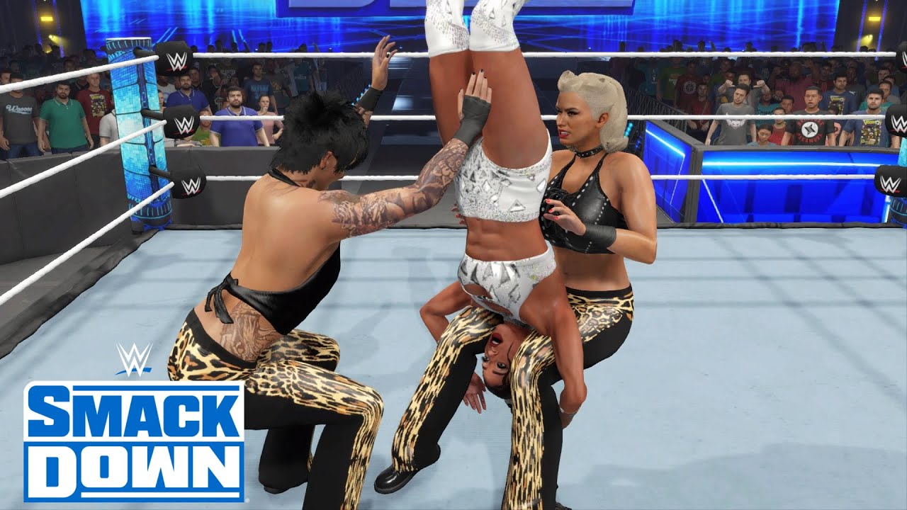 WWE 2K23 SMACKDOWN JADE CARGILL & BIANCA BELAIR VS THE OUTCASTS (DAMAGE CTRL AT RINGSIDE)