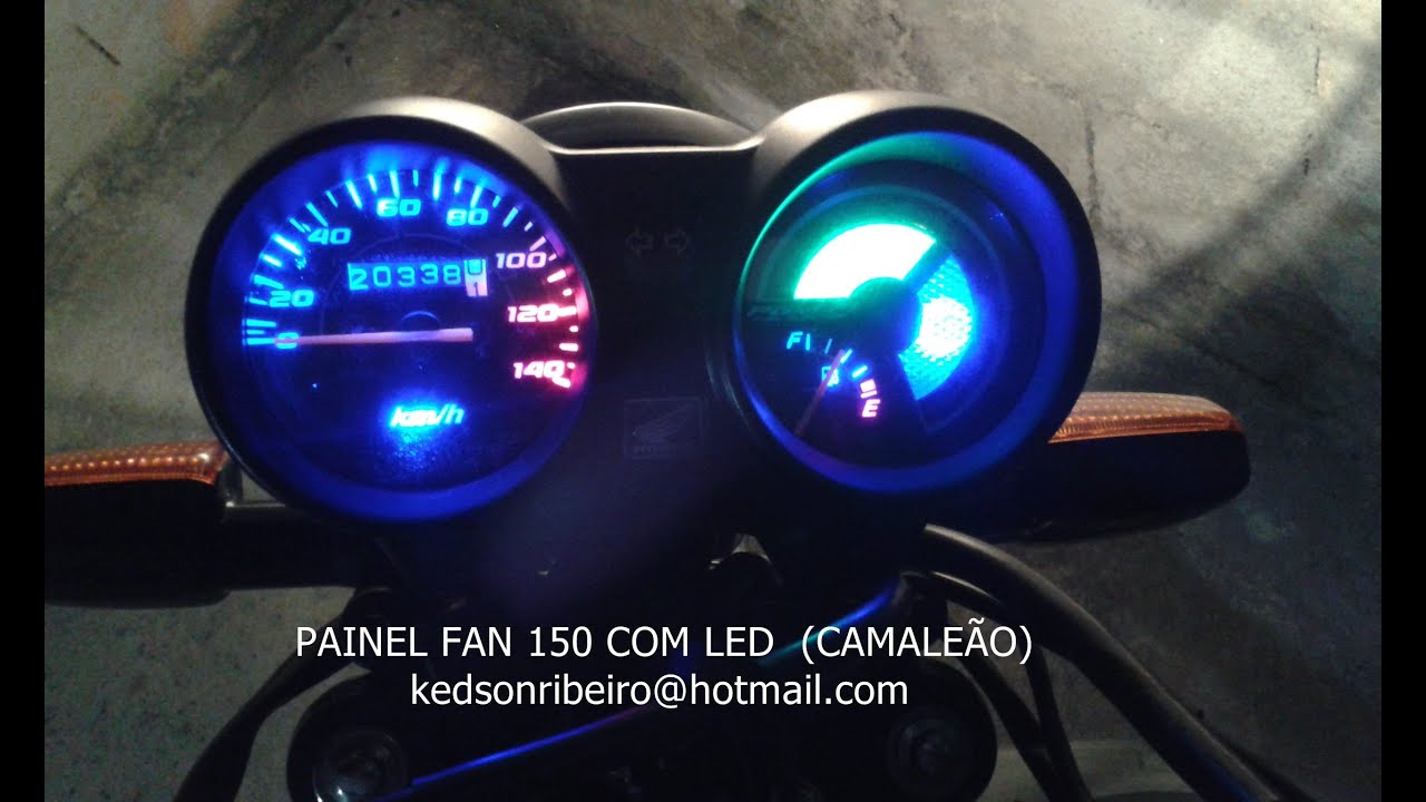painel da fan 150 com led,s que ascendem na chave, passo a passo