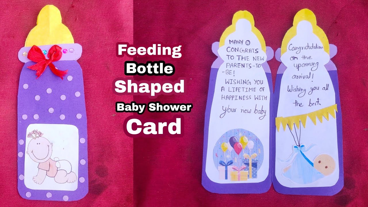 Feeding Bottle Shaped Baby Shower Card | Easy Handmade Baby Shower Card DIY | Tuber Tip