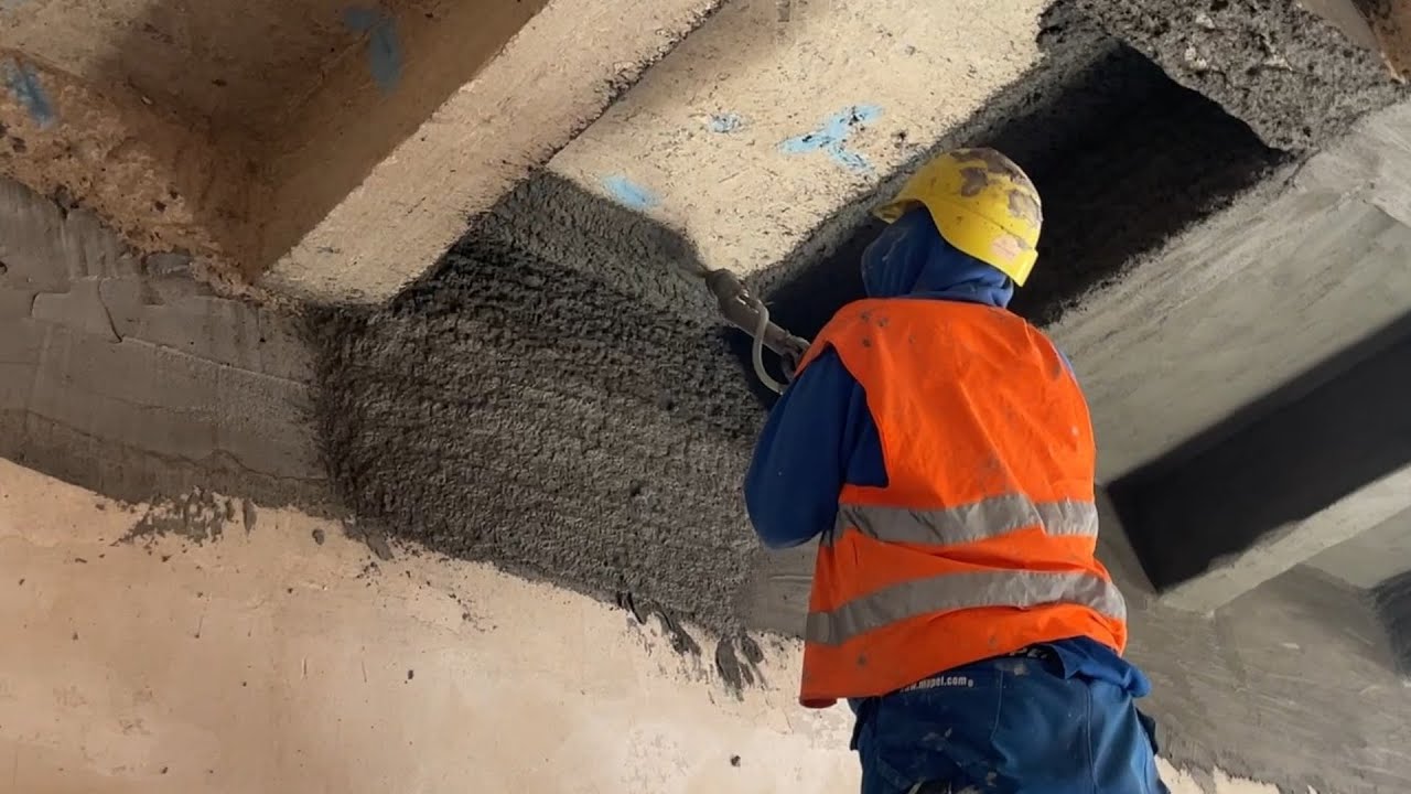 Strojní nástřik a reprofilace železobetonových konstrukcí s Mapegrout 430