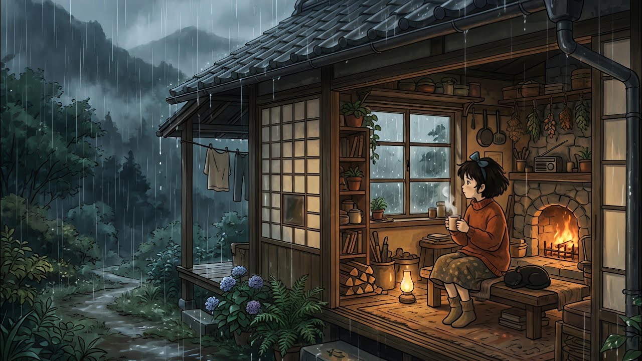 Lost in Heavy Rain 🌧️ A Cozy Village Story with Thunder And Calm Vibes