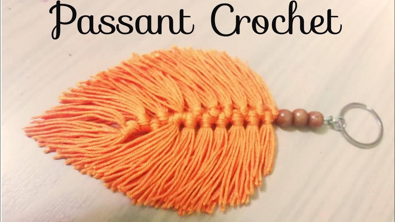 اسهل طريقة لعمل ريشة بالخيط بدون ابرة / ميدالية ريشة / ريشة كروشيه / مكرمية ريشة macrame ريشة بالصوف