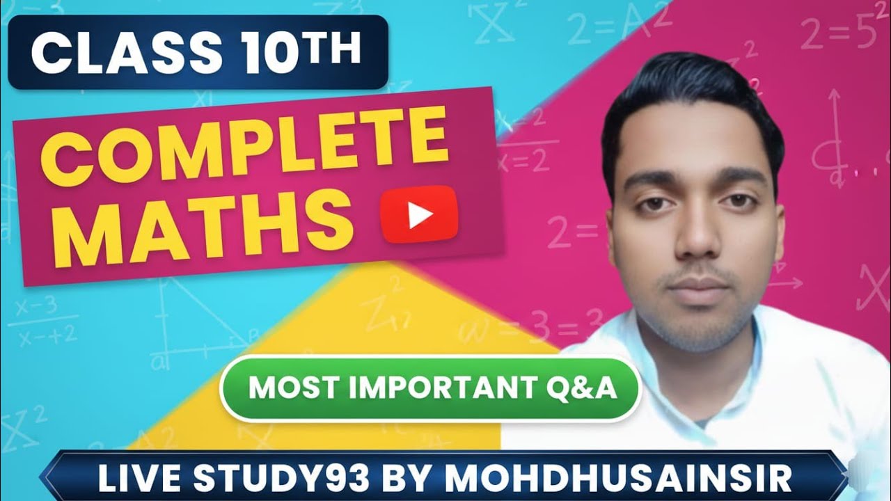 L-2 CLASS 10TH MATHS COMPLETE BOOK KE MCQ 🔥STUDY93 BY MOHD HUSAIN SIR