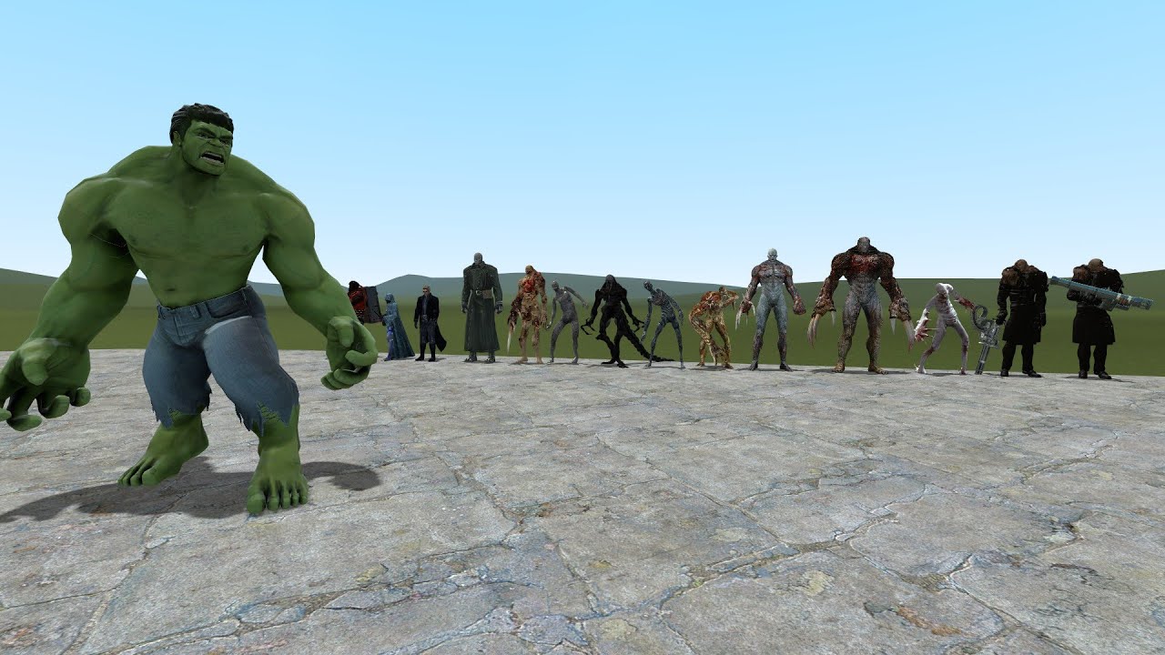 HULK VS RESIDENT EVIL TYRANTS!!!! Garrys Mod Sand Box