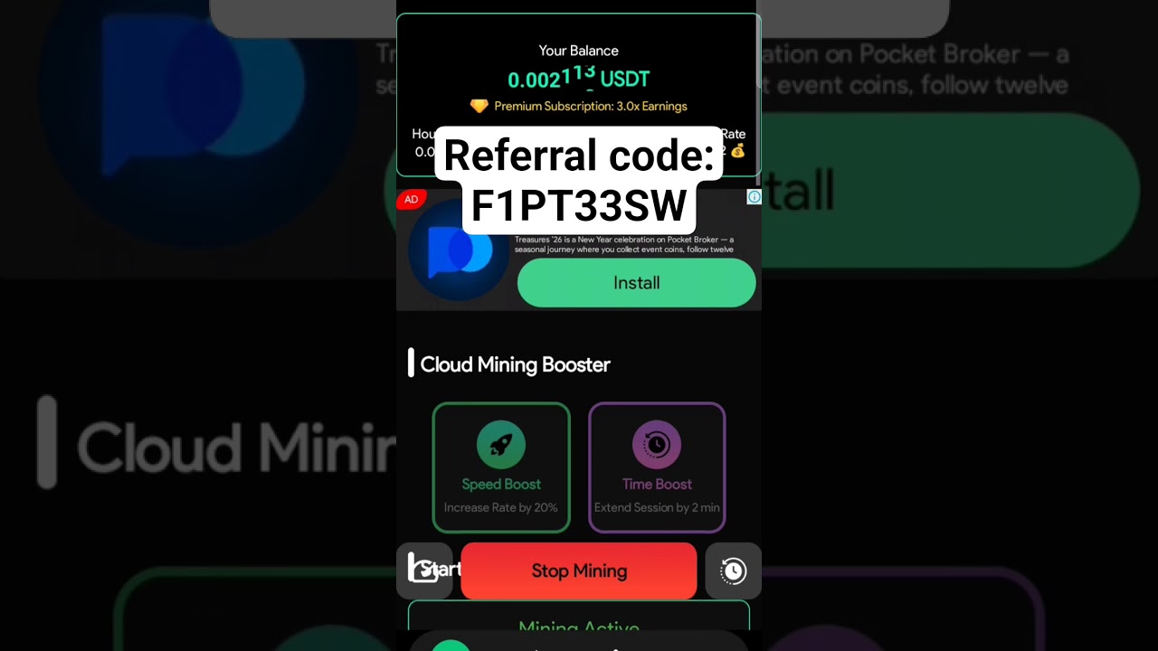 🚀 Join me on USDT Mining App!Use my referral code: F1PT33SW Start mining and earn daily rewards ins