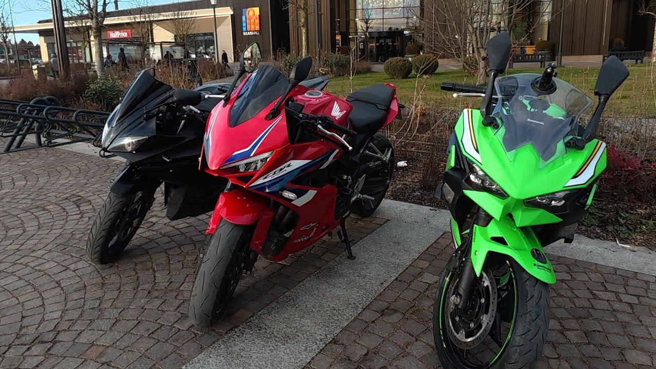 Yamaha R125 and Honda 650R and Kawasaki 500SE