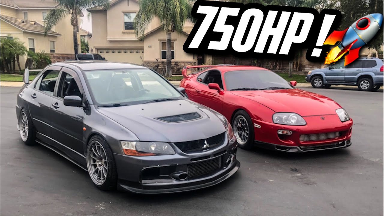 750WHP BIG TURBO SUPRA vs E85 EVO 9!!