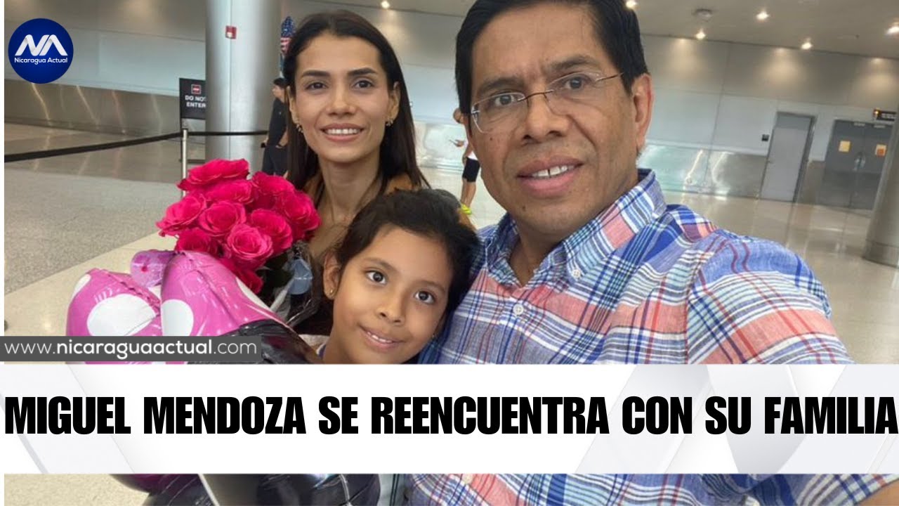 Periodista deportivo Miguel Mendoza se reencuentra con su hija y esposa en Estados Unidos.