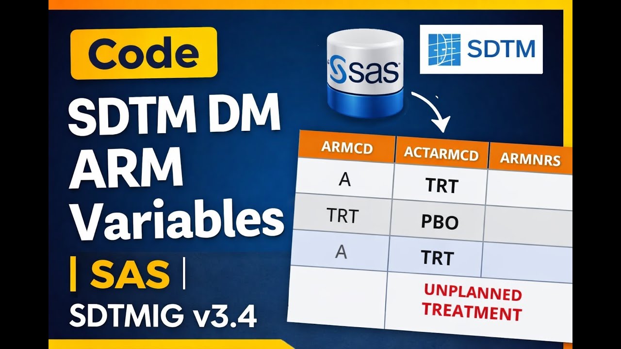 Как закодировать переменные SDTM DM ARM в SAS | Объяснение SDTMIG v3.4 с примерами