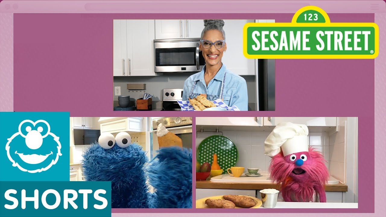 Sesame Street: Baked Chicken Tenders & Ranch Dip | Cookie Monster Snack Chat with Carla Hall