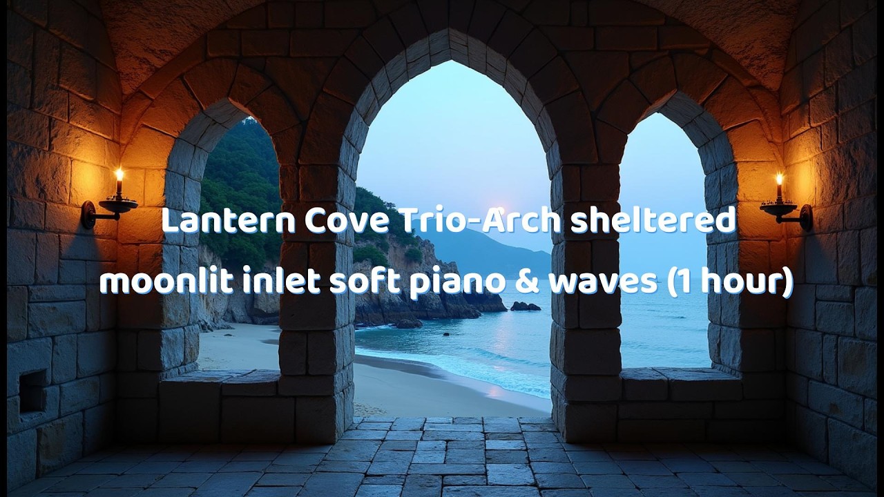 Lantern Cove Trio‑Arch — sheltered moonlit inlet soft piano & waves (1 hour)