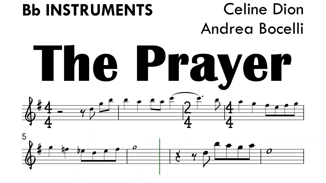 The Prayer Bb Instruments Sheet Music Backing Track Play Along Partitura