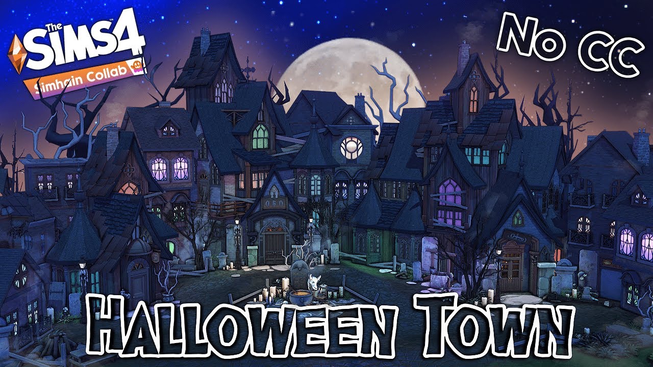 I built HALLOWEEN TOWN in Sims 4 👻 || No-CC || Simhain Collab 2020