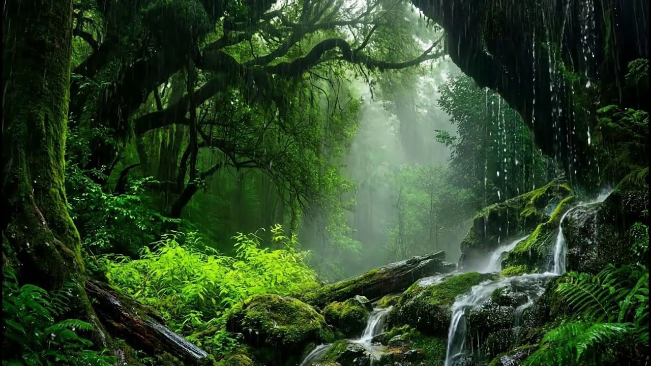 Soothing Rain Sounds In A Mystical Jungle With Gentle Peaceful Piano For Meditation