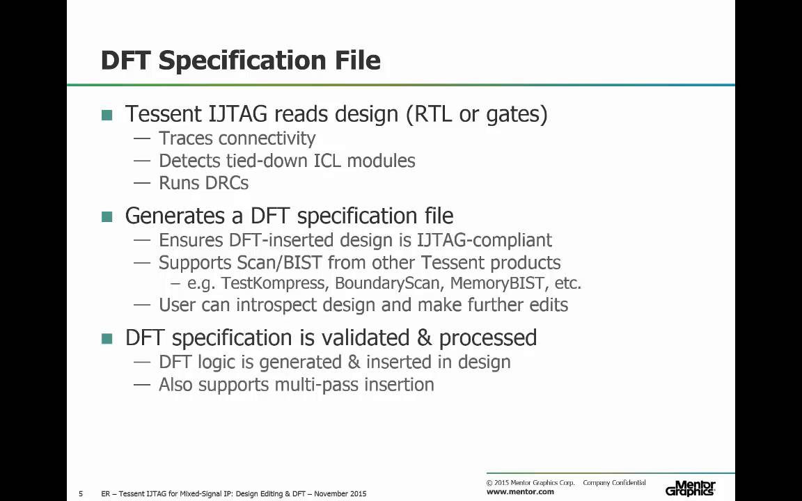Design Editing & Design for Test (DFT) insertion with Tessent IJTAG