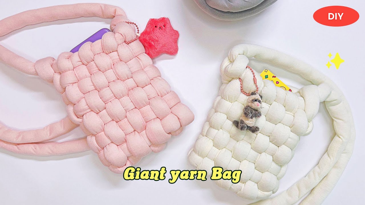 자이언트얀 미니 크로스백 만들기🧶 핸드폰 가방 만드는 방법ㅣ다이소 VS 쇼핑몰 자이언트얀 비교
