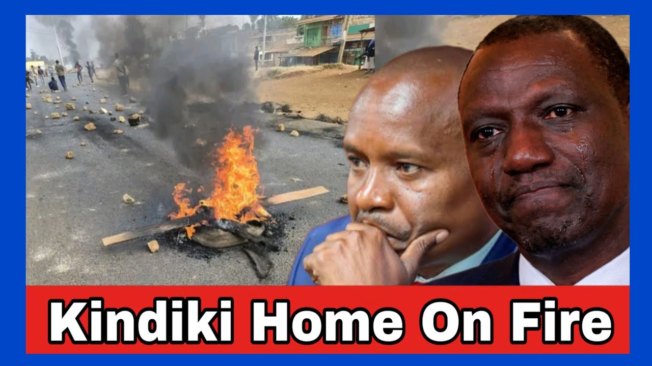 Kindiki Home On fire;Tharaka-Nithi Erupts in Anti-Ruto Protest as Crowds Set Roads on fire one Sh0t