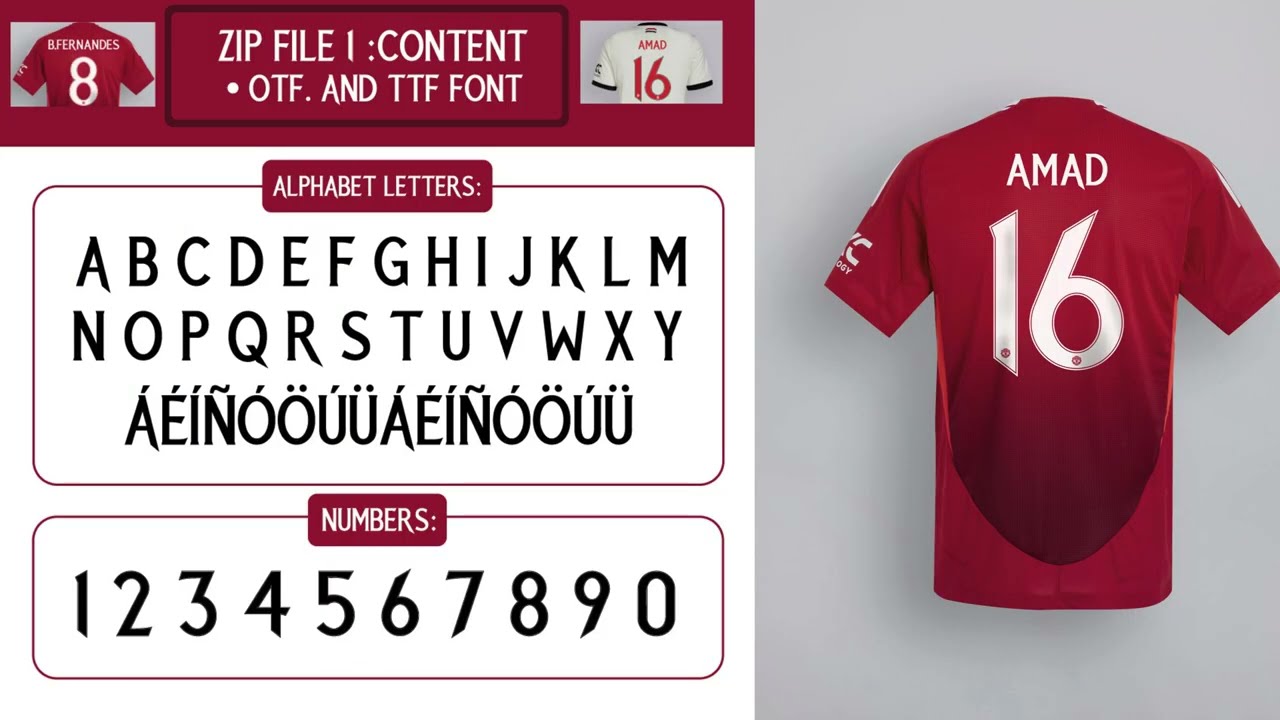 Manchester United 2025 Jersey Font | Custom Name & Number | Cricut & Printable Files