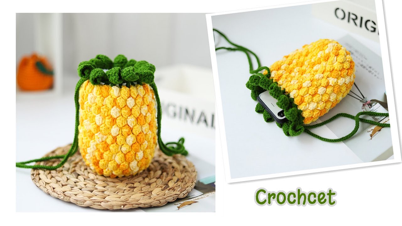 Crochet cell phone bag pineapple