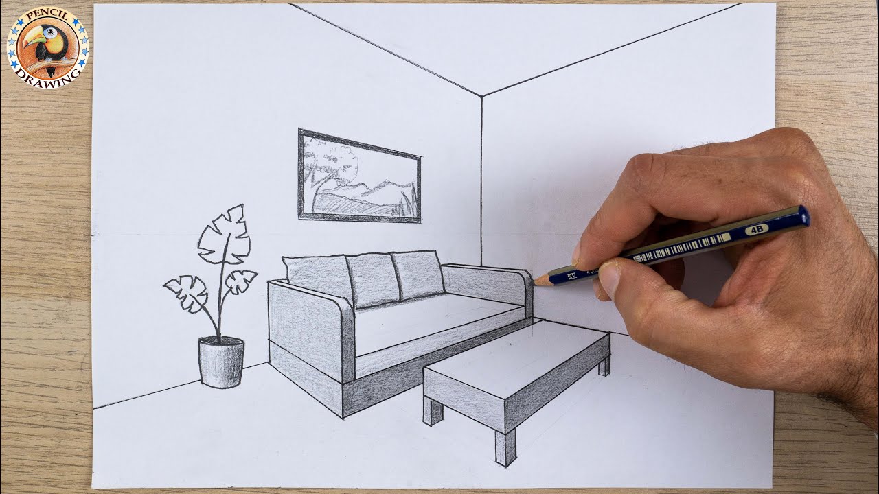 Tow point perspective drawing interior 🏕⛰🗻🙂👈👍👍 | arts Academy HD | رسم | رسم غرفة بالمنظور