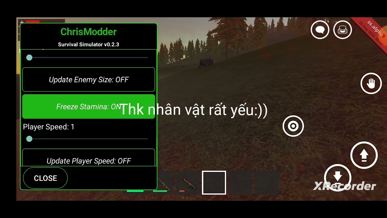 một bản hack survival simulator mod menu