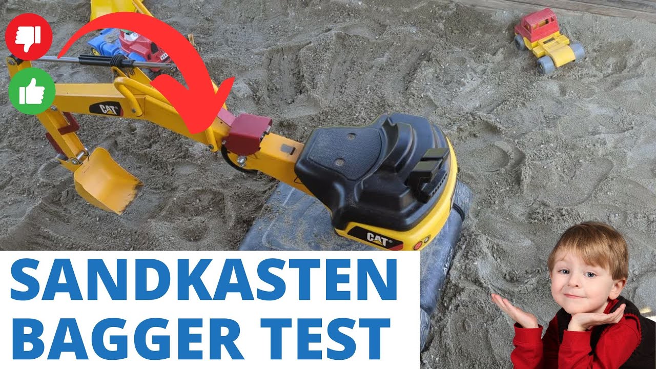 Sandkasten-Bagger Test | RollyDigger CAT Metallbagger | Sitzbagger