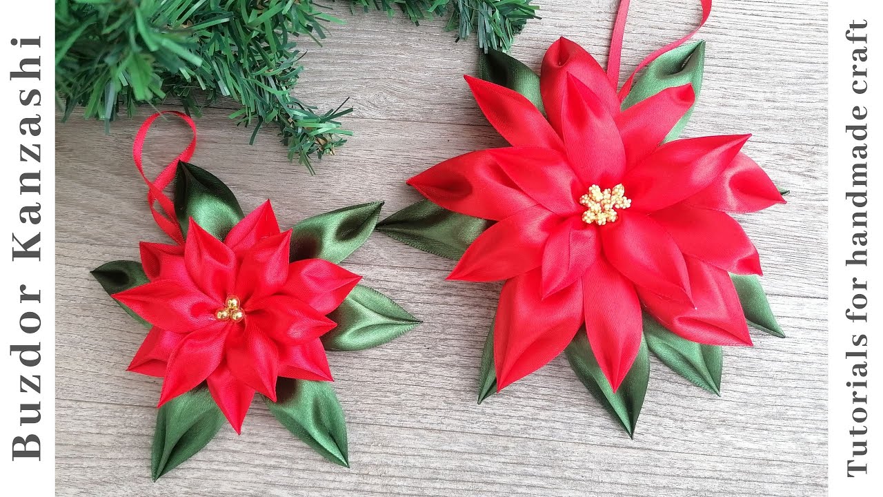DIY Szatén mikulásvirág 01- Karácsonyi dekoráció készítése / Christmas satin poinsettia