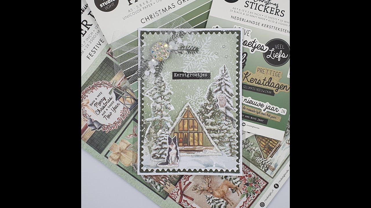 Eenvoudige kerstkaart met het blok Festive Forest SL-ES-CMP13 van Studiolight