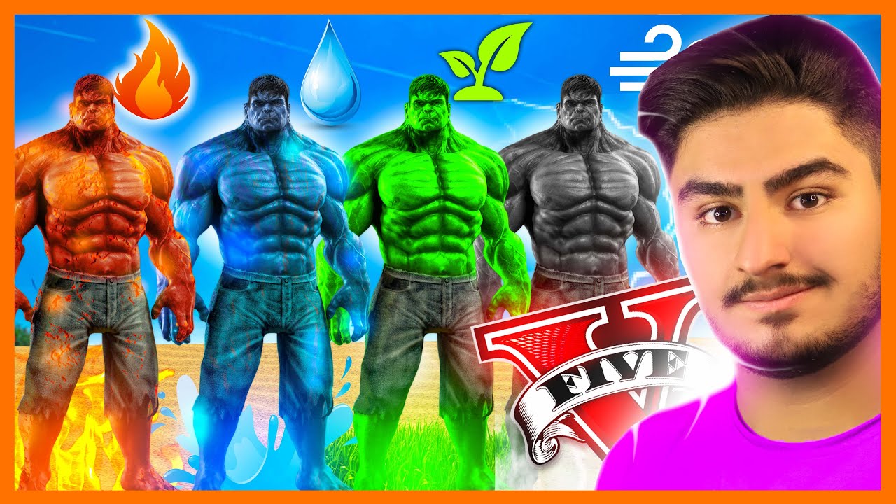 🍀⚡تبدیل به قوی ترین هالک با قدرت 4 عنصر شدم در جی تی ای🔥🌀