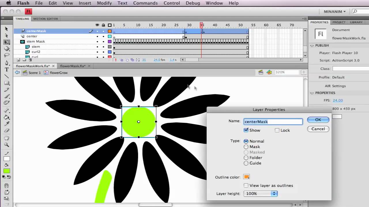 Masking in Adobe Flash 