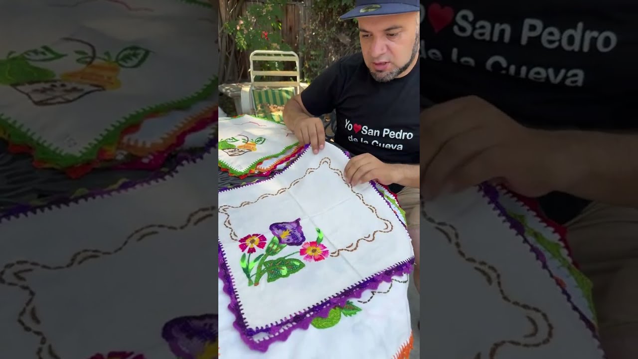 Servilletas bordadas disponibles a mano por abuelita do&ntilde;a Ramona a sus 89 a&ntilde;os sin usar lentes