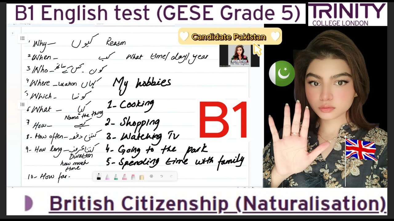 B1 English Test (GESE Grade 5) | SELT British Citizenship| Trinity College London ILR UK