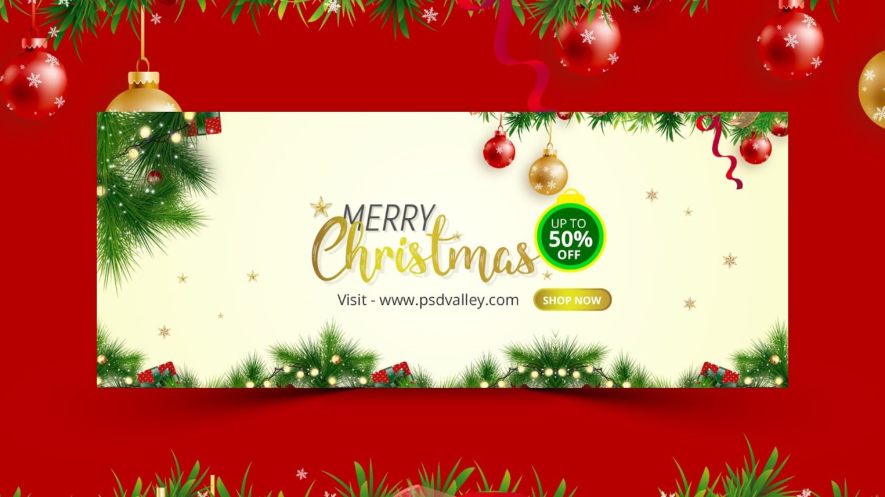 Christmas Banner Design | Merry Christmas New Year 2022 Wallpaper/Poster Design in Photoshop
