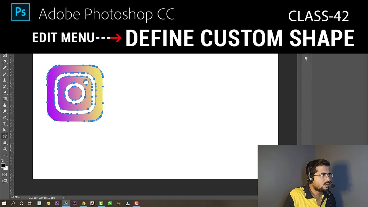 How to Create Custom Shapes using work Path-Selections-Pentool-Image in -Adobe Photoshop Class-42