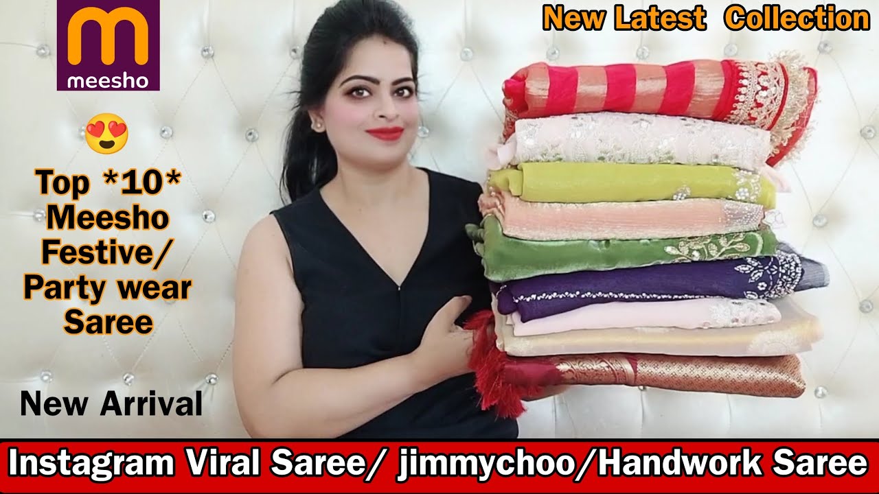 *MEESHO*Saree Haul |Partywear Special Saree| Meesho Jimmychoo/Handwork/Vichitrasilk/Net #sareehaul