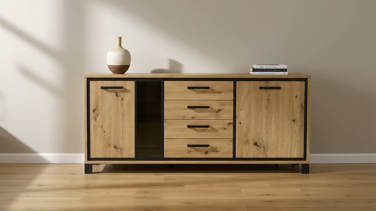 Sideboard Egan IV - Eiche Artisan Dekor / Eiche Schwarz Dekor