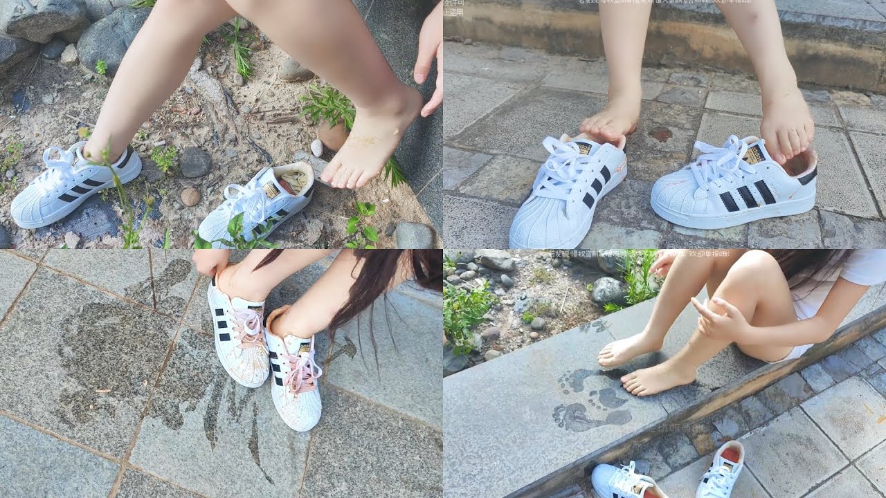White ADIDAS Superstar and white socks crush a lot of food(87)(Full video 1h 54sec)