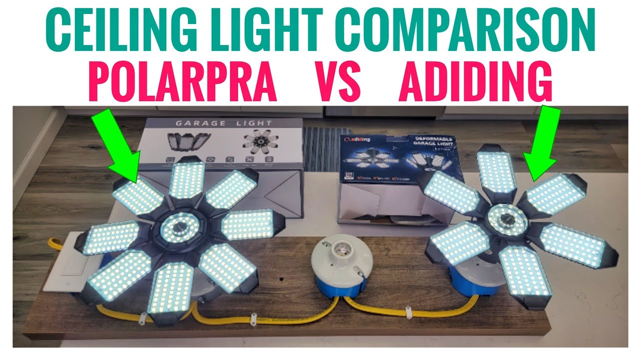 Garage Ceiling Light Comparison --  Polarpra vs Adiding Led Lights Review