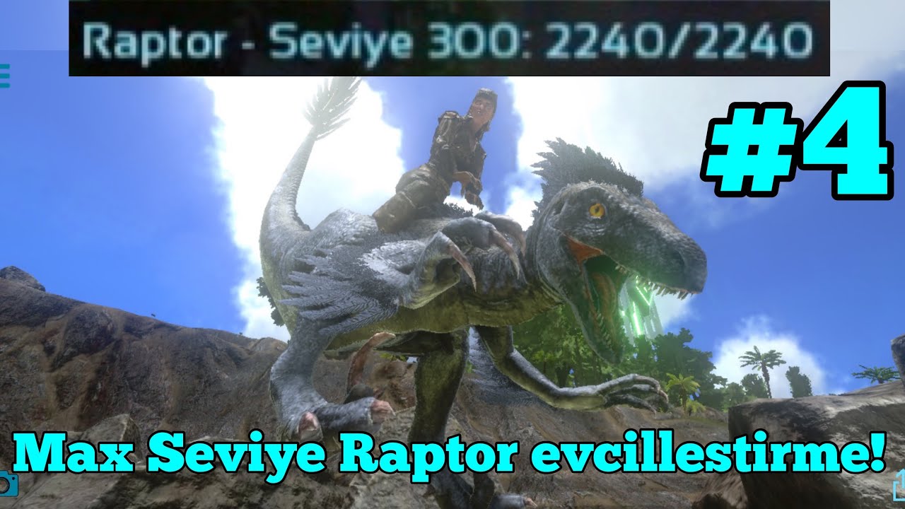 Ark mobile Türkçe Bölüm 4 - Max seviye Raptor evcilleştirme!