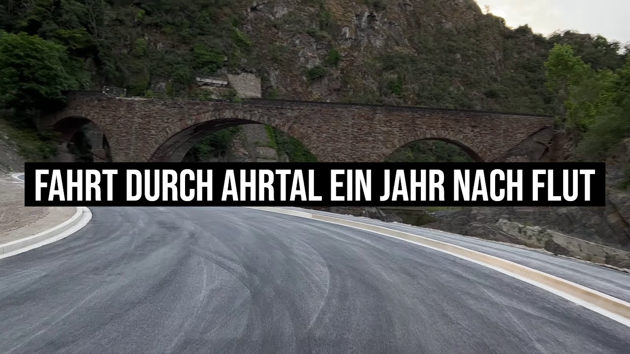 12.07.2022 Fahrt durch #Ahrtal von #Altenahr nach #Mayschoß ein Jahr nach #Flut: Tiny House/Tunnel