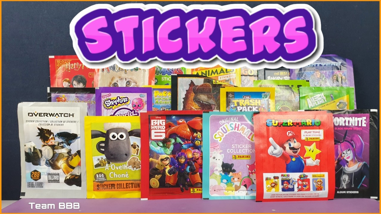 STICKERS UNBOXING 2! Fortnite Squishmallows Overwatch Super Mario Baymax Shopkins Marvel